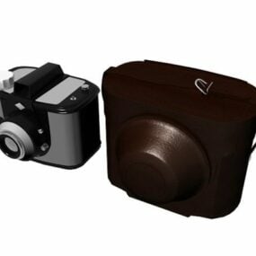 デジタルカメラとケースの3Dモデル