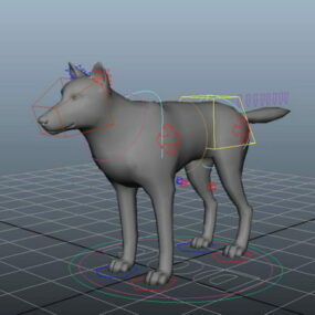 犬のリギング3Dモデル