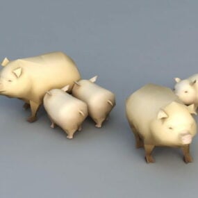 דגם תלת מימד של חזירי בית