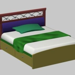 Manželská postel se zásuvkami 3D model