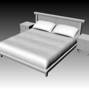 Podwójne łóżko z szafkami nocnymi Model 3D