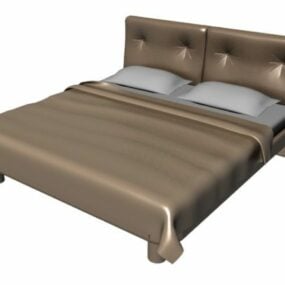 Double Size Leather Bed 3d model
