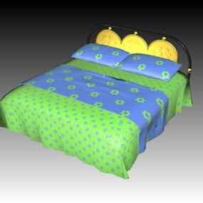 3д модель мягкой двуспальной кровати