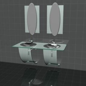 双洗脸盆浴室柜3d模型