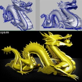 Model 3D Patung Naga