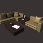 Living Room Yellow Leather Sofa Set
