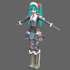 Dream Fighter Miku Character 3d-model