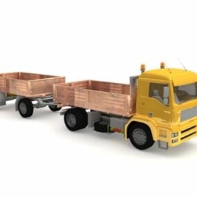 Dump Truck With Trailer 3d model