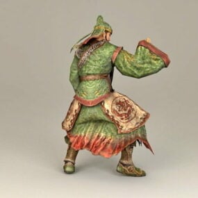 Modelo 3d del guerrero de la dinastía Guan Yu