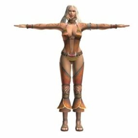 Modelo 3d de personagem feminina bárbara dos guerreiros da dinastia