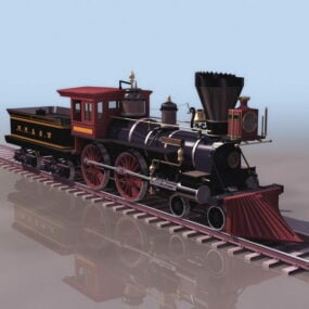 Vintage Locomotive Running With Smoke 3d model