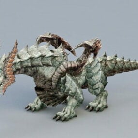 Dragon terrestre Rigged modèle 3d