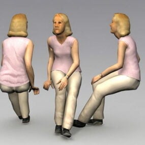 座っている年配の女性 3Dモデル