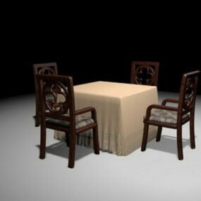 优雅的餐桌椅套装3d模型