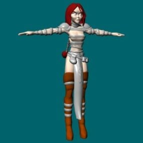 Elf Female Warrior Character 3D-malli