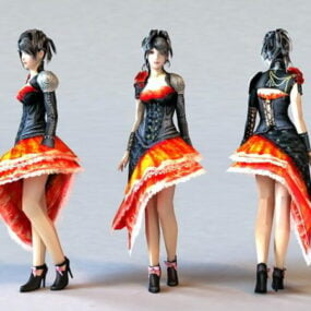 3д модель персонажа эмо-платья девушки