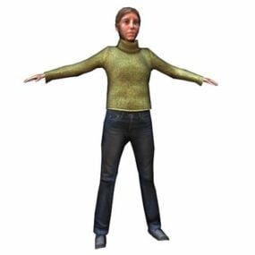 European Senior Woman Standing Character 3d model
