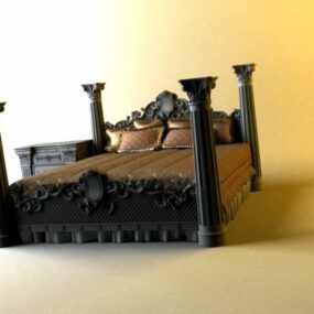 European Classic Bed Furniture 3D-malli