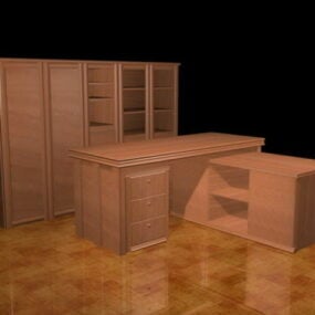 Executive Office Desk And Storage Cabinet 3d model