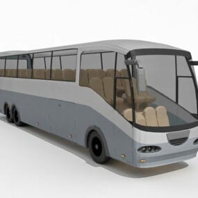 Modelo 3d de transporte urbano de microônibus branco