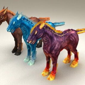 Fantasy Fire Horses 3d model