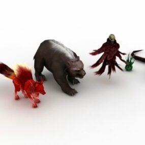 مدل سه بعدی کاراکتر مجموعه حیوانات فانتزی