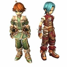 ファンタジー少年戦士キャラクター3Dモデル