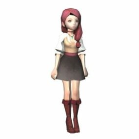 3D модель Девушка-Фэнтези с рыжими волосами Персонаж