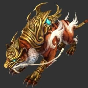 Fantasy Tiger Warrior Character 3d-modell