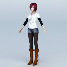 Mode meisje T-pose 3D-model