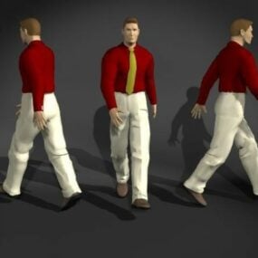 Người đàn ông kinh doanh thời trang trong tư thế đi bộ Mô hình 3d