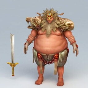 Modelo 3d de guerreiro bárbaro gordo