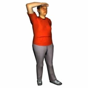 Fat Woman Shading Eyes Character 3d model