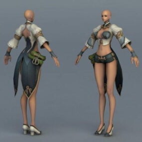 Modello 3d di Concept Art del personaggio femminile