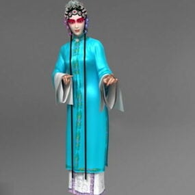 Modello 3d del personaggio femminile dell'Opera cinese di Pechino