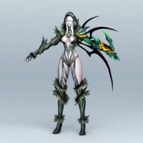 Female Dark Warrior Elf 3d model