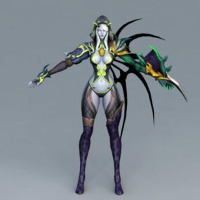 Kvinnlig Devil Warrior Rigged 3D-modell