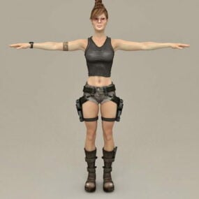 Modello 3d del personaggio femminile Fantasy Adventurer