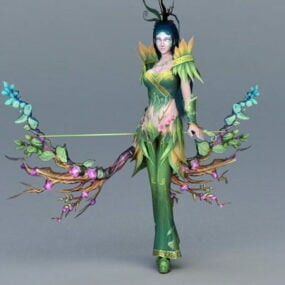 Female Forest Elven Archer 3d model