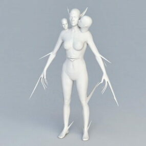 Modello 3d di creatura umanoide femminile
