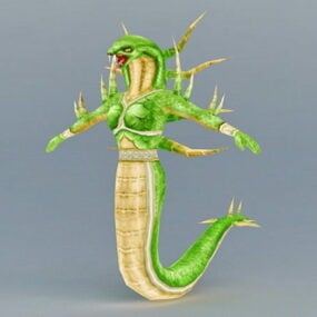Modello 3d del serpente Naga femminile