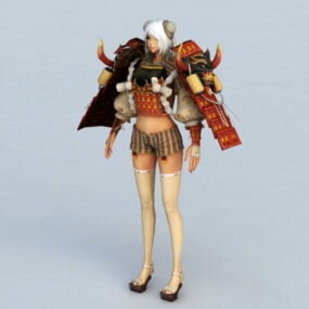 Kvinnelig Samurai Character 3d-modell