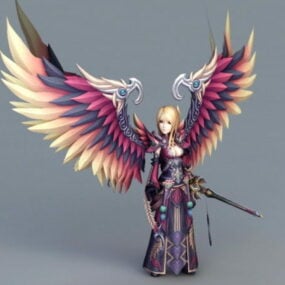 Modello 3d dell'angelo custode della guerriera femminile