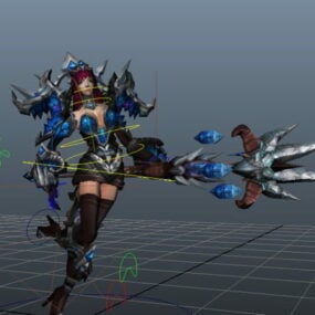 Female Mage Rigged & Animated 3d model
