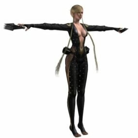 Modelo 3d de personaje de concepto de guerrero ninja femenino