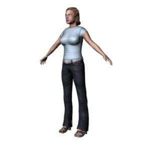 Female People T Pose Character 3d model