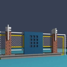 フェンスの建物の3Dモデル