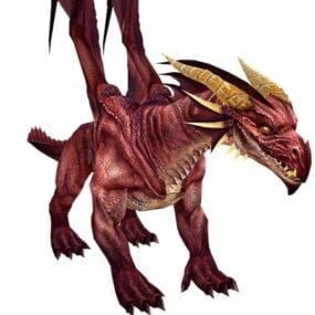 Fiery Red Dragon Character 3d-modell
