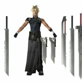 Modelo 7D do personagem Final Fantasy 3 Cloud Strife