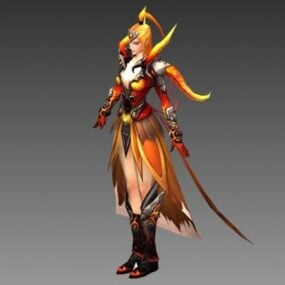 Fire Mage Girl Character 3d model